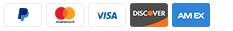 PayPal, Visa, Mastercard and AMEX accepted